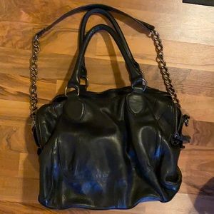 Black leather Audrey Brooke shoulder bag
